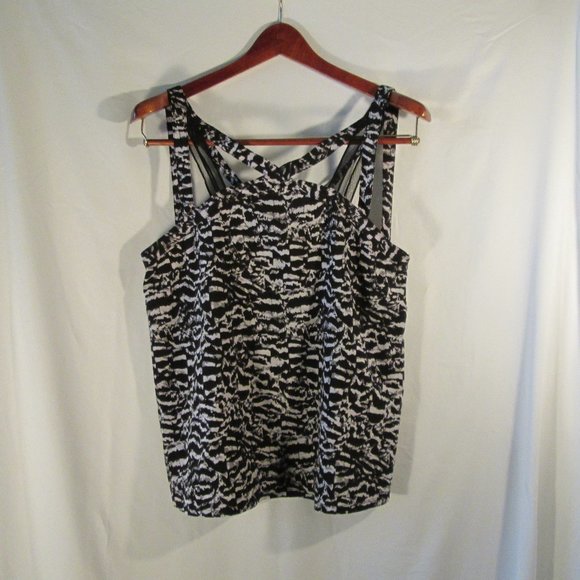 FABLETICS Women's Blk\Gry\Wht S Blouse Tank Top w\ Multiple & Mesh Strap… - Picture 1 of 3